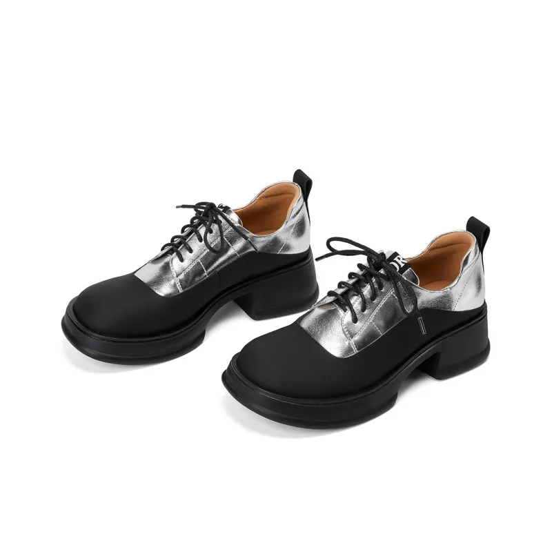 XICUNMINGWU Casual Single Shoes 4.8cm Women's Black Silver-1