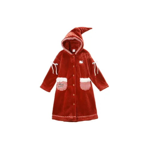 GUKOO x Sanrio Hello Kitty Bath Robes Women's Vermilion