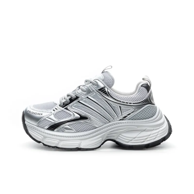 BENZI Anti Slip Wear Resistant Breathable Lightweight Height Increasing Low Top Chunky Sneakers Women's-0