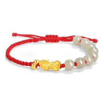 Lao Feng Xiang Hetian Jade Bracelets Pale Greenish White Jade Unisex