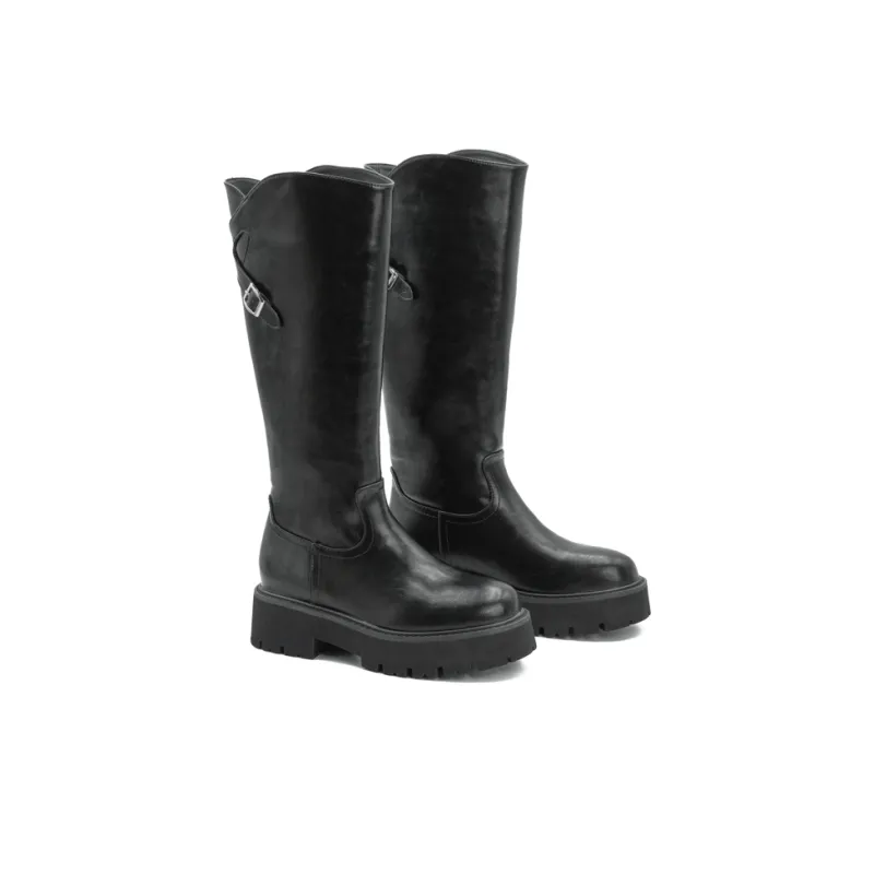 Little Sue Niche Design British Style Shiny Petite Commute Slim Shoes Trendy Versatile Fashion Knee-High Boots Women's-2