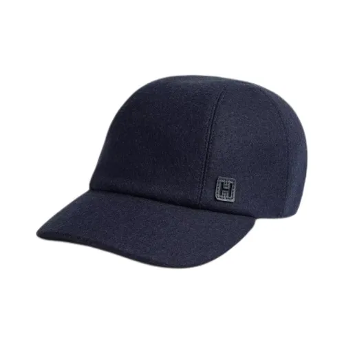 HERMES Wool Polyamide Baseball Caps Men's Black