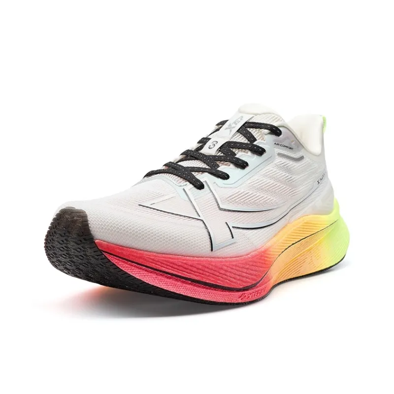 XTEP 2000km 3.0 Anti Slip Wear Resistant Low Top Training Running Shoes Men's Sail White Fluorescent Lime Green-2