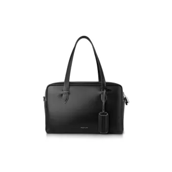 INJOYLIFE Top Grain Cow Leather Boston Bag Commute Briefcase Computer Tote Bag Shoulder Bag Large Size Women's Black