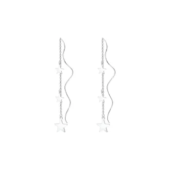 LIANDUO S 990 Silver Drop Earrings Women's