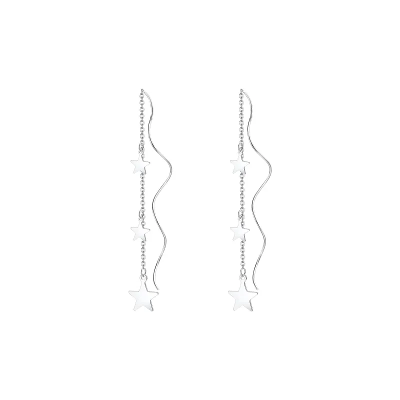 LIANDUO S 990 Silver Drop Earrings Women's-0