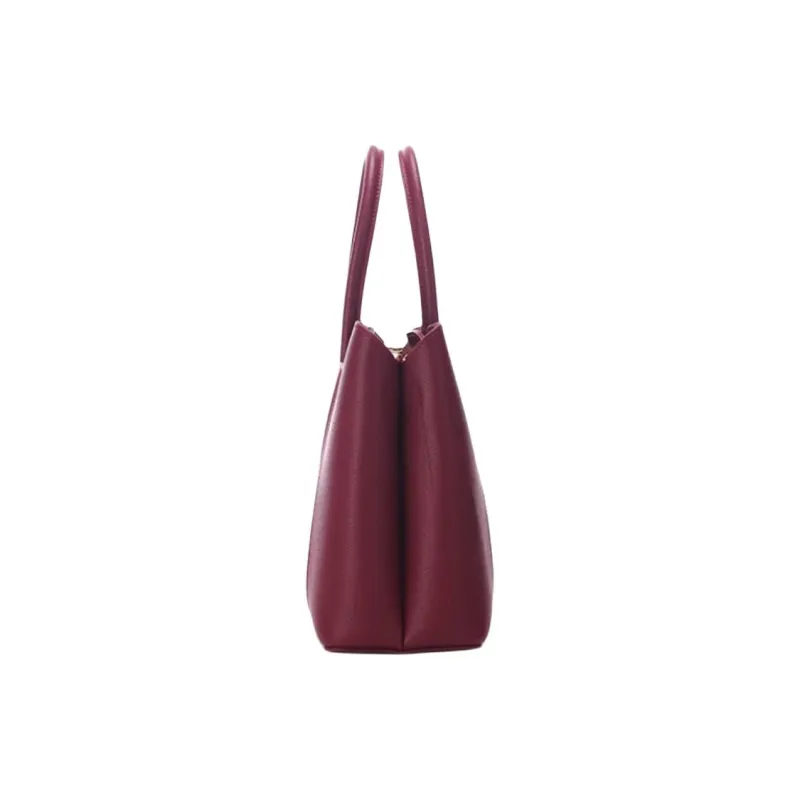 RED DRAGONFLY Split Cow Leather Kelly Bag, One Shoulder Handbag Medium Size Women's Burgundy/Black/Ecru-2