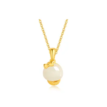 Lao Feng Xiang Hetian Jade Necklaces Pale Greenish White Jade Unisex