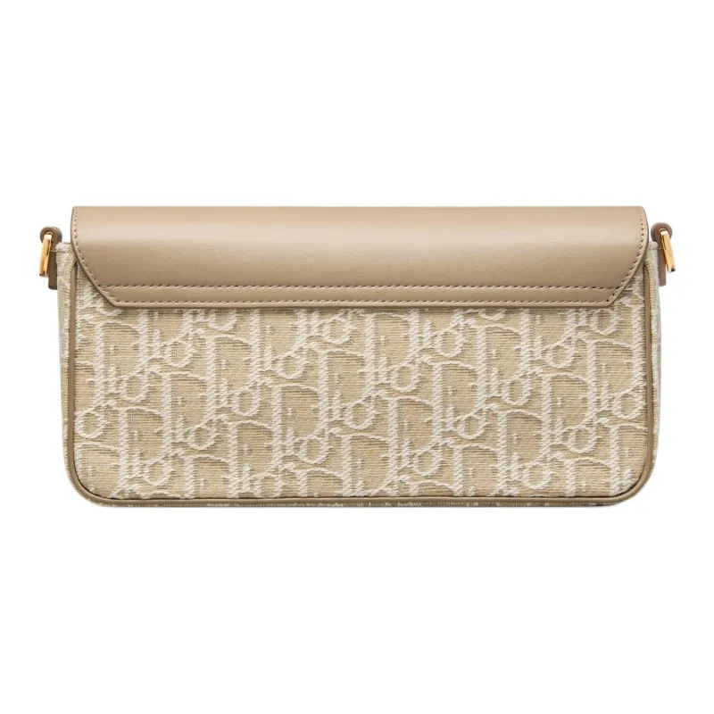 DIOR 30 Montaigne Cotton With Cow Leather Shoulder Bag Mini Women's Natural-4