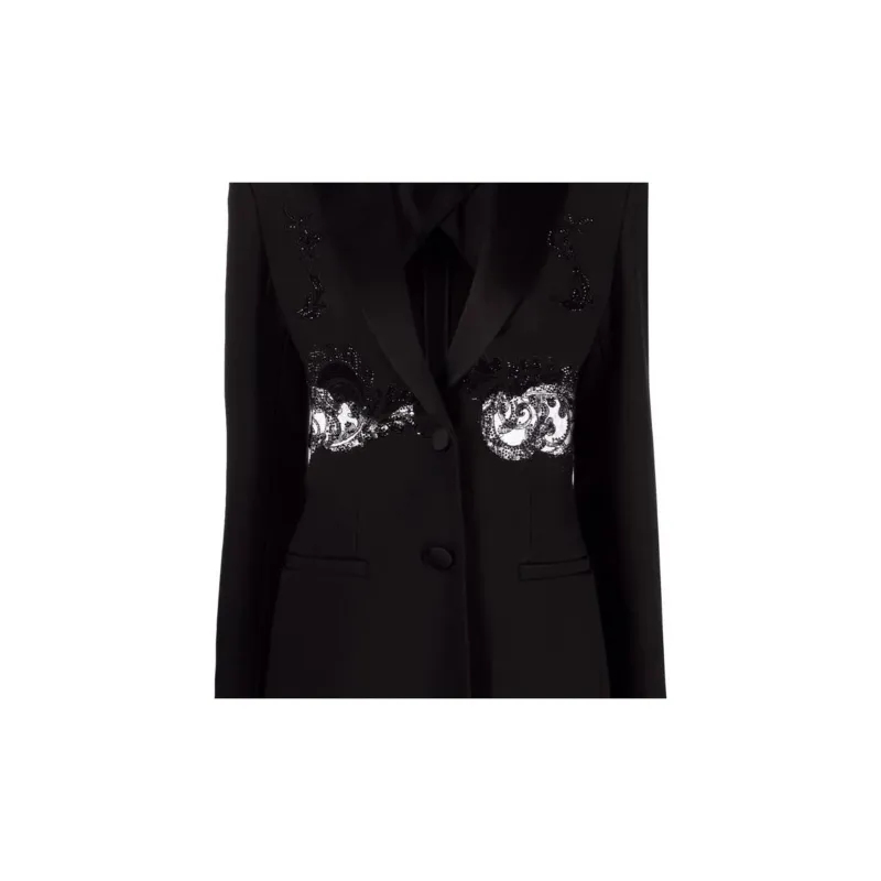 VERSACE Embroidered Silk Blend Blazer 'Black'-4