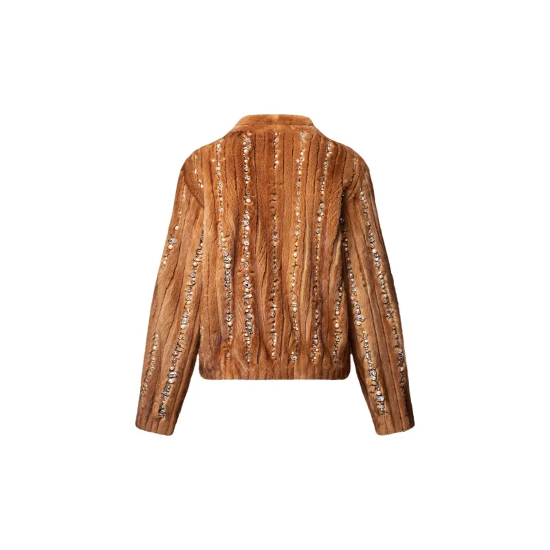 LOUIS VUITTON Made To Order Embellished Mink Cardigan-1