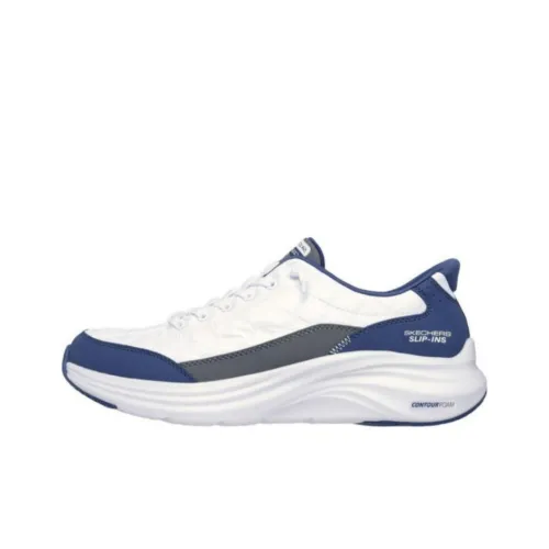 Skechers Slip Ins Anti Slip Wear Resistant Low Top Casual Running Shoes Men's White Blue