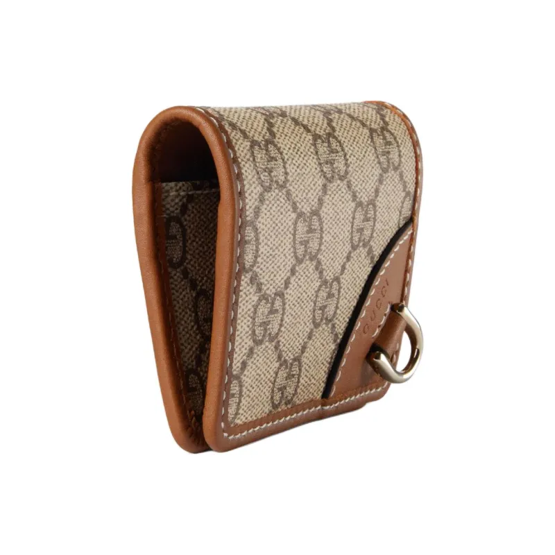 GUCCI GG Emblem Coated Canvas Card Holder Unisex Beige & Dark Brown-1