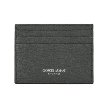 GIORGIO ARMANI Calfskin Card Holder Men's Gray Green