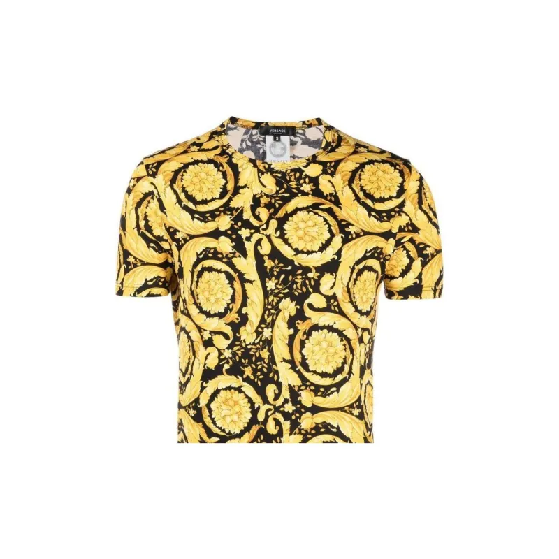 VERSACE Baroque print Crew Neck T shirt-3