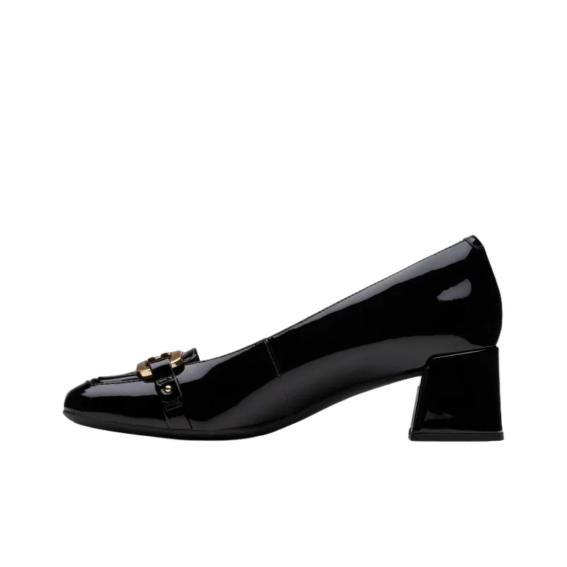 Clarks Nyta 45 Court Chunky Heel High Heels 4.5cm Women's Black-0