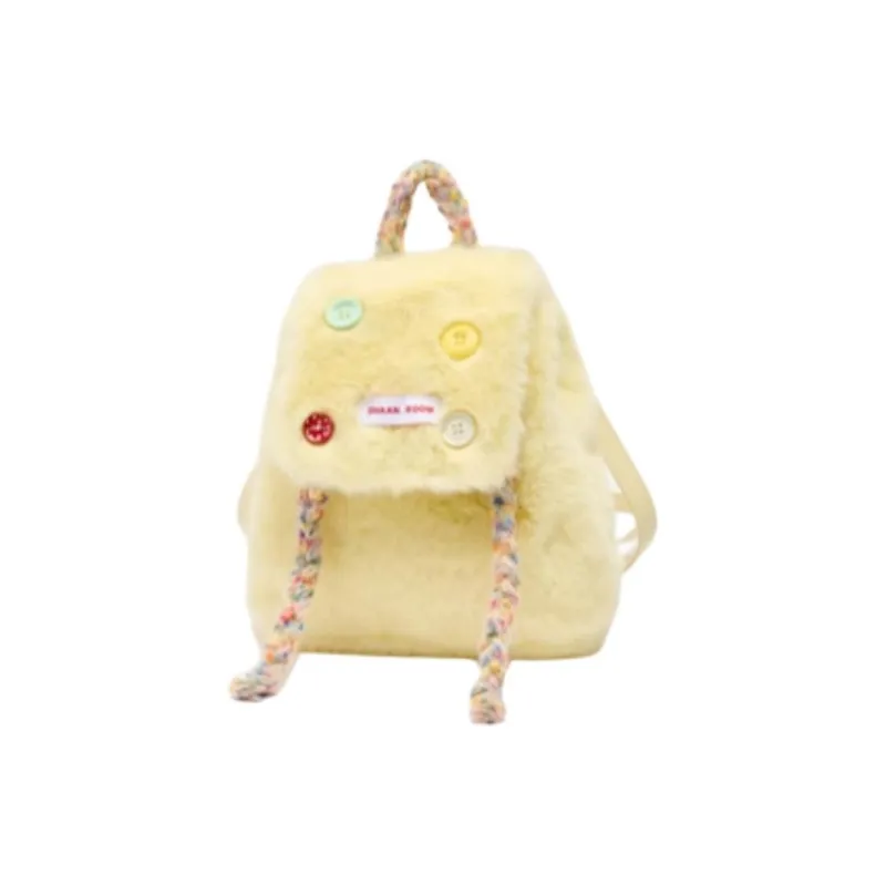 Three Blessings Fabric Backpack Medium Size Unisex Yellow/Brown/Premium White-1