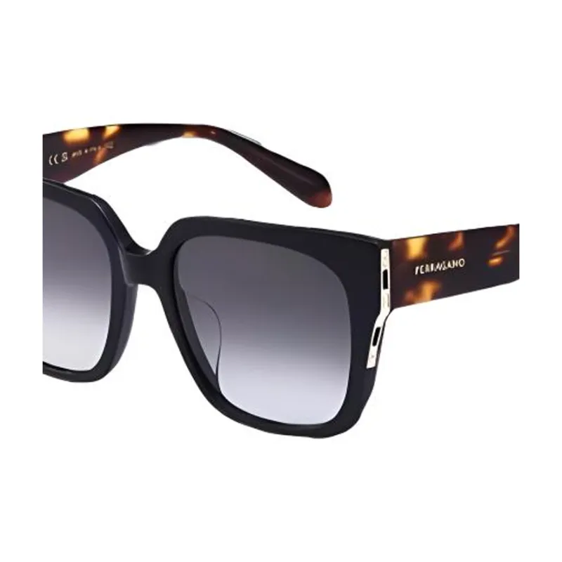 FERRAGAMO Plate Frame Square Sunglasses Unisex Tortoiseshell-1
