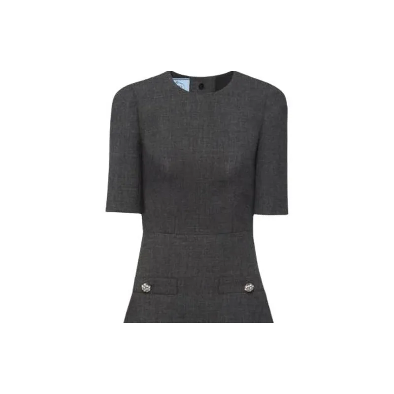 PRADA Button embellished Virgin Wool Mini Dress-1