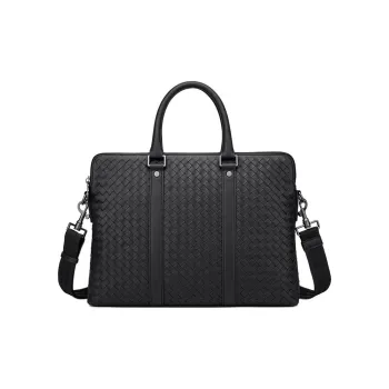 FAIRWHALE Cow Leather Briefcases Regular Unisex Black