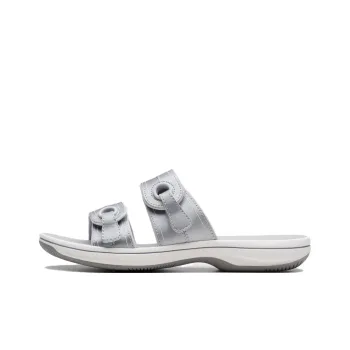 Clarks Abrasion-Resistant Slip-Resistant Slide Slippers Women's Silver