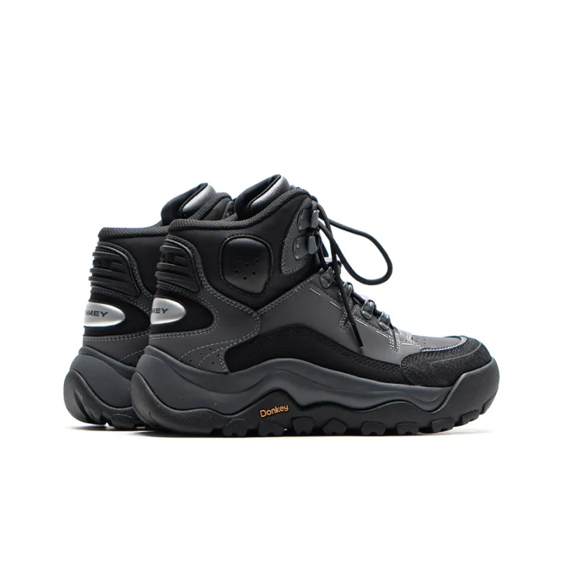 Mule Donkey Height Increasing Warmth High Top Casual Shoes Unisex Black-3