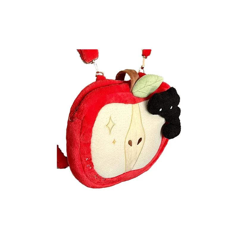 RIZHI STORE Red Apple Plush Unique Design Backpack Regular Women's Red Apple-4