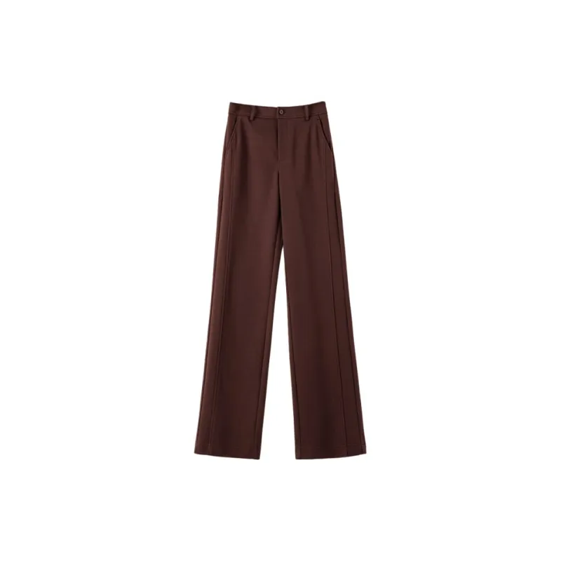 Late White Casual Pants Women's Dark Brown-2