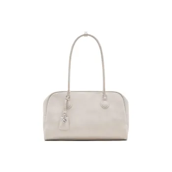 MUVA Cow Leather Fall And Winter French Large Capacity Shoulder Bag Large Size Women's Cream White/Maple Leaf Brown