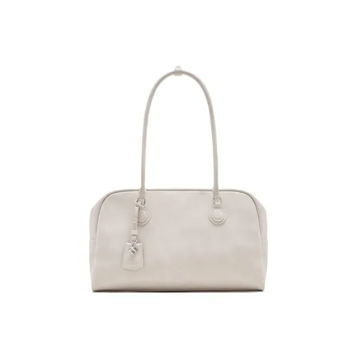 MUVA Cow Leather Fall And Winter French Large Capacity Shoulder Bag Large Size Women
s Cream White/Maple Leaf Brown