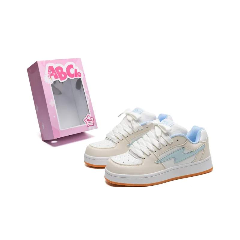 ABCIO Warm Slip Resistant Water Resistant Wear Resistant Low Top Skateboard Shoes Unisex Cream Blue-0