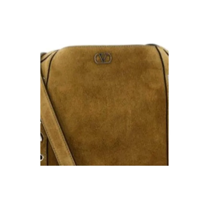 Valentino Suede Crossbody Bag Small Size Women's Olive Green-3