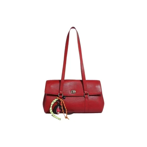 BEMIX PETS Cow Leather Shoulder Bag Women's Red/Black