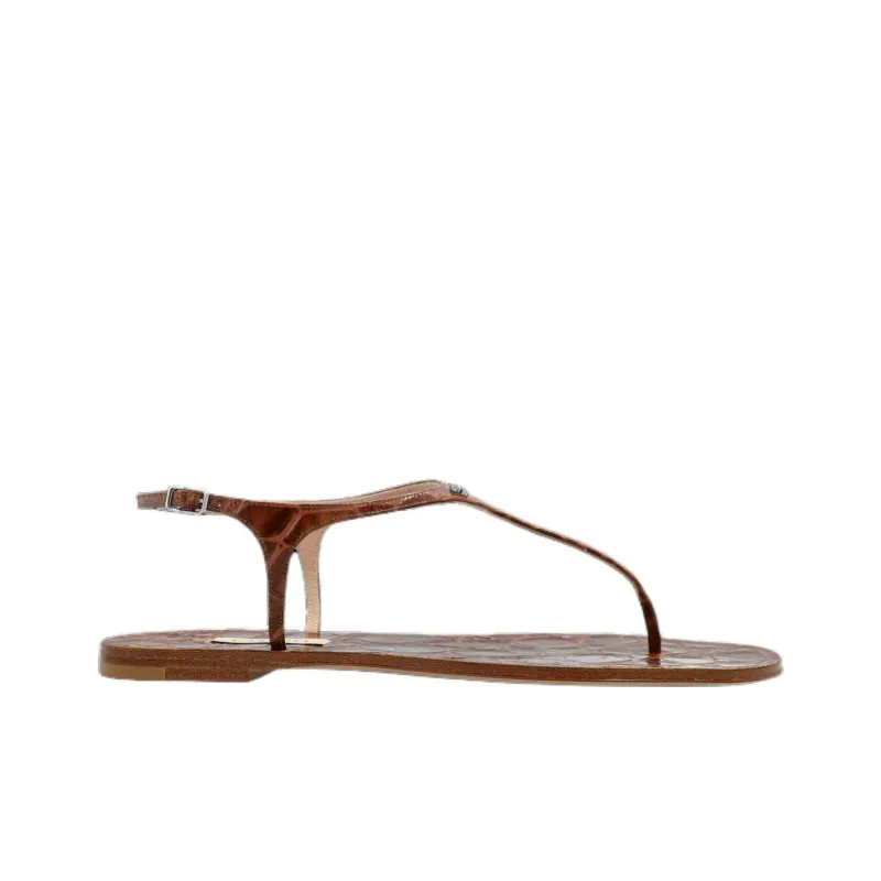 Casadei JURASSIC One Strap Sandals Women's Brown-1