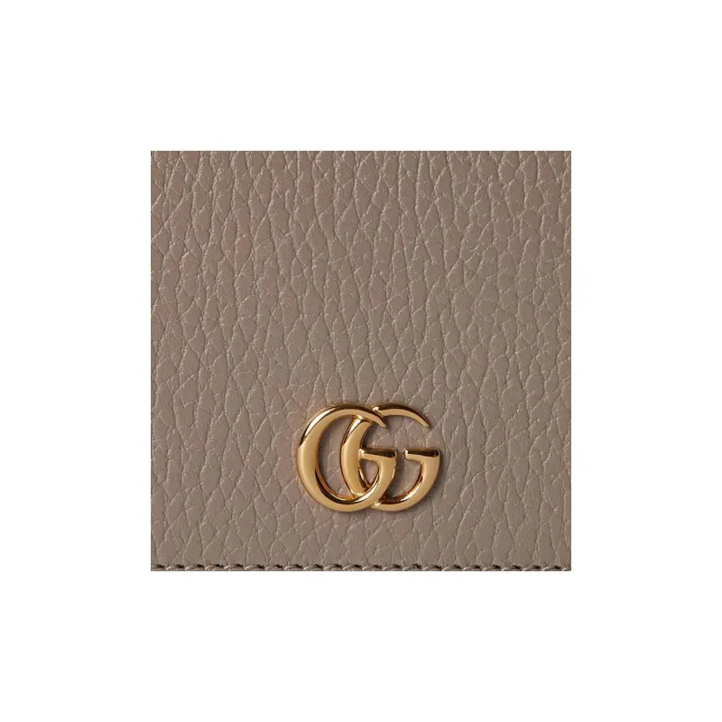 GUCCI GG Marmont Leather Card Holder Trumpets Women's Taupe-6