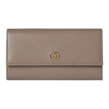 GUCCI GG Marmont Leather Wallet Small Size Women's Taupe