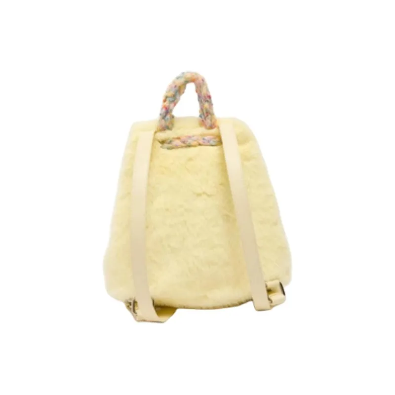 Three Blessings Fabric Backpack Medium Size Unisex Yellow/Brown/Premium White-2