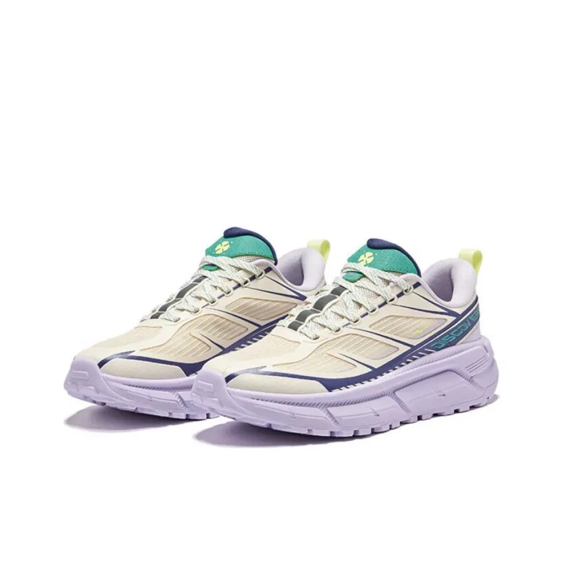 Erke Anti Slip And Wear Resistant Coverage Low Top Chunky Sneakers Women's Beige Purple-2