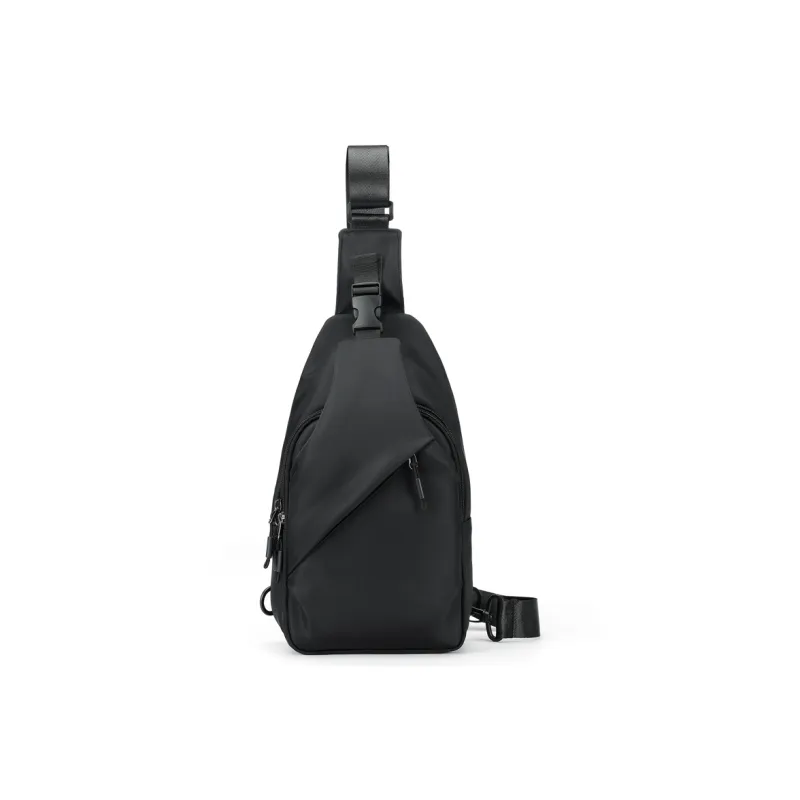 L&M Polyester Messenger Bag, Shoulder Bag, Crossbody Bag Regular Men's Black/Gray/Membrana Dermalis Black-1