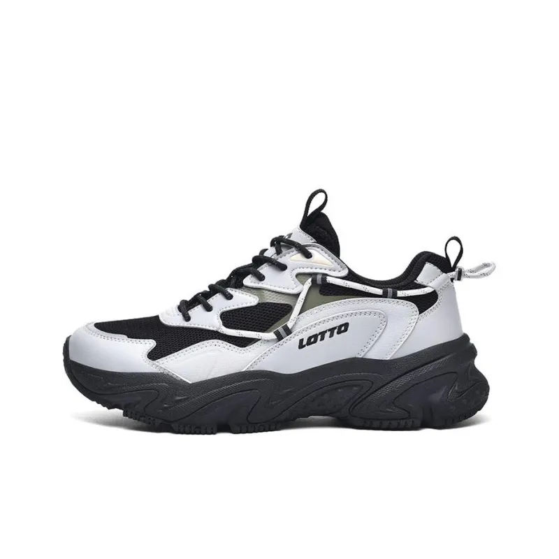 LOTTO Sportlife Anti Slip Wear Resistant Low Top Chunky Sneakers Men's Black Gray Color-0