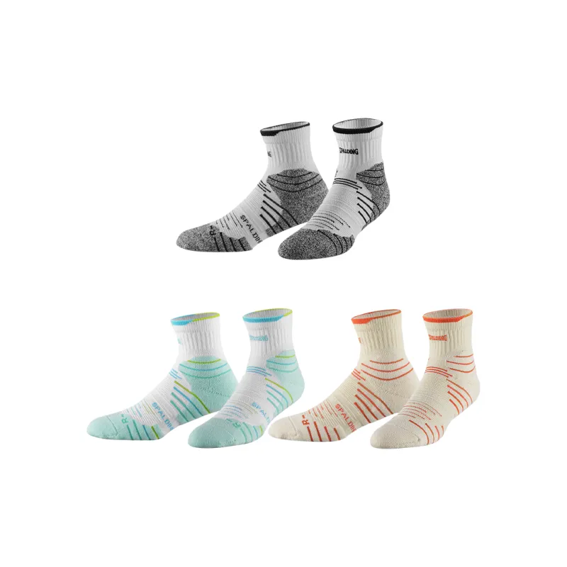 SPALDING Professional Basketball Socks Trendy Versatile Warm And Elite Compression Unisex 3 Pack White/Black-3