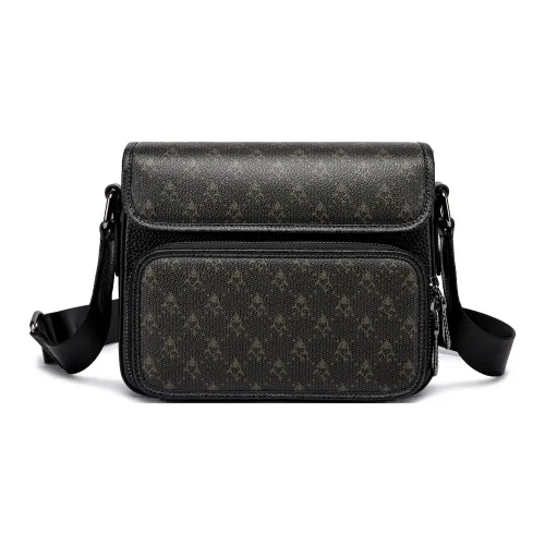 FAIRWHALE PVC Bonded Cow Leather Shoulder Bags Messenger Bag Crossbody Bags Regular Men's Black Coffee