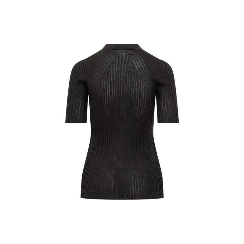 JIL SANDER Ribbed Crewneck T Shirt 'Black'-1