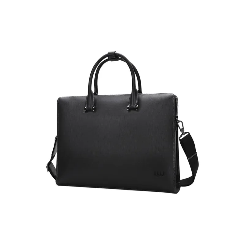 ELLE HOMME Cow Split Leather Document Bag Briefcase Medium Size Men's Black-1