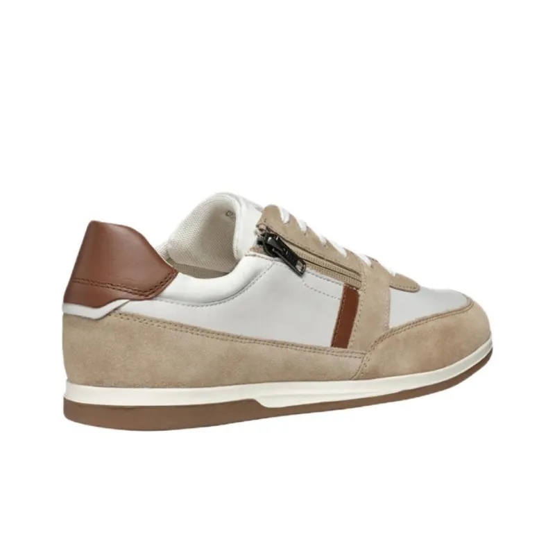 GEOX Renan Anti-Slip Wear-Resistant Low-Top Skateboard Shoes Men's White Brown-3