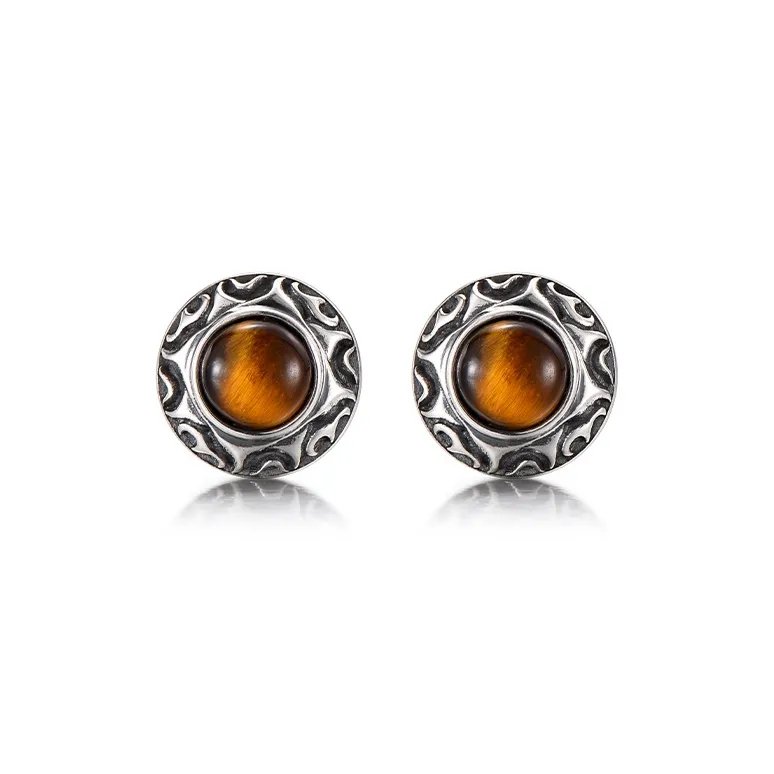 IDEAGEMER S925 Silver Stud Earrings Men's-0