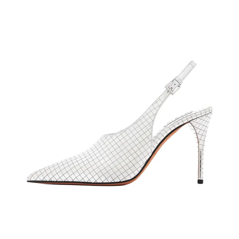 Alaia Slim Heel High Heels 9cm Women's Silver-0
