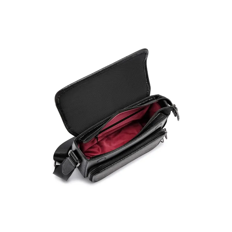 FAIRWHALE PVC With Cow Leather Shoulder Bag, Messenger Bag, Crossbody Bag Regular Men's Black Coffee-5