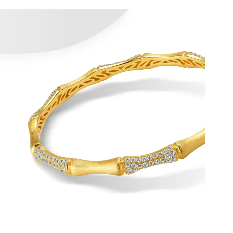 FUNNXI Rhodium Plated S925 Silver Gold Bangles Women's-1