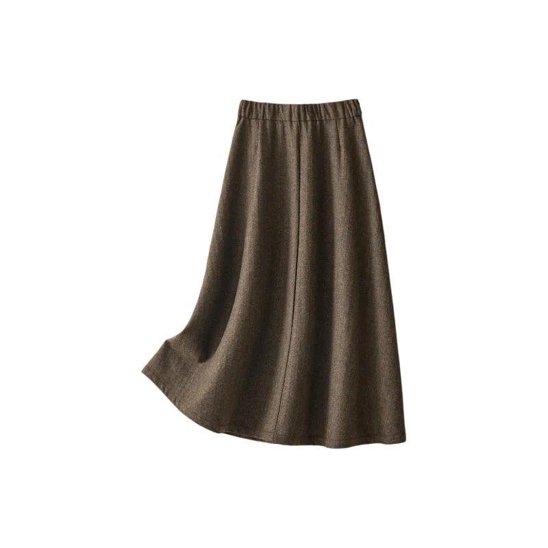 IHIMI Casual Long Skirt Women's Coffee-1